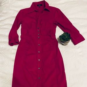 EXPRESS fuschia button down shirt dress
